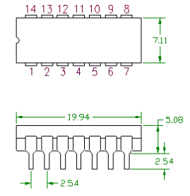 7408 Integrated Circuit Dimension.png